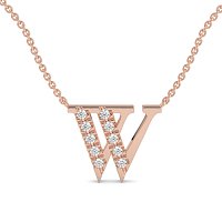 W Bound Initial Pendant with Lab-Grown Diamonds and Attached Chain 0.15cts