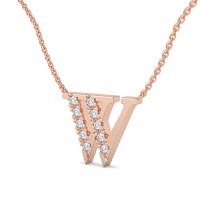 W Bound Initial Pendant with Lab-Grown Diamonds and Attached Chain 0.15cts