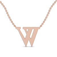 W Bound Initial Pendant with Lab-Grown Diamonds and Attached Chain 0.15cts