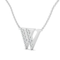W Bound Initial Pendant with Lab-Grown Diamonds and Attached Chain 0.15cts