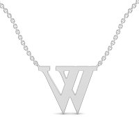 W Bound Initial Pendant with Lab-Grown Diamonds and Attached Chain 0.15cts