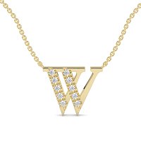 W Bound Initial Pendant with Lab-Grown Diamonds and Attached Chain 0.15cts