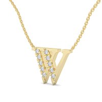 W Bound Initial Pendant with Lab-Grown Diamonds and Attached Chain 0.15cts