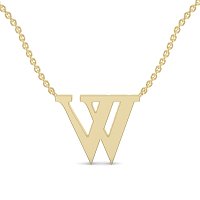 W Bound Initial Pendant with Lab-Grown Diamonds and Attached Chain 0.15cts
