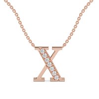 X Bound Initial Pendant with Lab-Grown Diamonds and Attached Chain 0.11cts