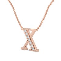 X Bound Initial Pendant with Lab-Grown Diamonds and Attached Chain 0.11cts