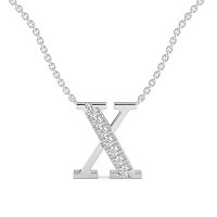 X Bound Initial Pendant with Lab-Grown Diamonds and Attached Chain 0.11cts