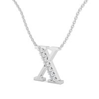 X Bound Initial Pendant with Lab-Grown Diamonds and Attached Chain 0.11cts
