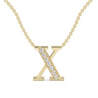 X Bound Initial Pendant with Lab-Grown Diamonds and Attached Chain 0.11cts
