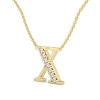X Bound Initial Pendant with Lab-Grown Diamonds and Attached Chain 0.11cts