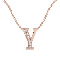 Y Bound Initial Pendant with Lab-Grown Diamonds and Attached Chain 0.09cts