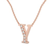 Y Bound Initial Pendant with Lab-Grown Diamonds and Attached Chain 0.09cts