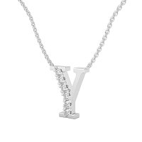 Y Bound Initial Pendant with Lab-Grown Diamonds and Attached Chain 0.09cts