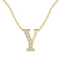 Y Bound Initial Pendant with Lab-Grown Diamonds and Attached Chain 0.09cts