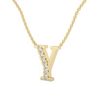 Y Bound Initial Pendant with Lab-Grown Diamonds and Attached Chain 0.09cts