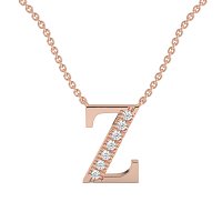 Z Bound Initial Pendant with Lab-Grown Diamonds and Attached Chain 0.11cts