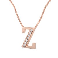 Z Bound Initial Pendant with Lab-Grown Diamonds and Attached Chain 0.11cts