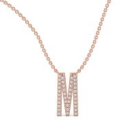M Eternal Initial Pendant with Lab-Grown Diamonds and Attached Chain 0.16cts