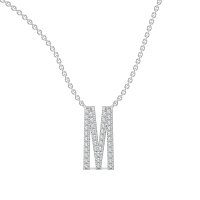 M Eternal Initial Pendant with Lab-Grown Diamonds and Attached Chain 0.16cts