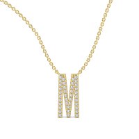 M Eternal Initial Pendant with Lab-Grown Diamonds and Attached Chain 0.16cts