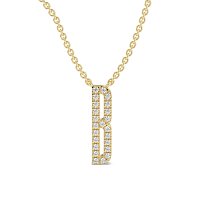 B Eternal Initial Pendant with Lab-Grown Diamonds and Attached Chain 0.09cts