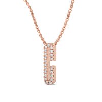 C Eternal Initial Pendant with Lab-Grown Diamonds and Attached Chain 0.09cts