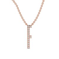 F Eternal Initial Pendant with Lab-Grown Diamonds and Attached Chain 0.06cts