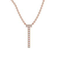 T Eternal Initial Pendant with Lab-Grown Diamonds and Attached Chain 0.06cts