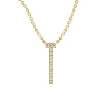 T Eternal Initial Pendant with Lab-Grown Diamonds and Attached Chain 0.06cts