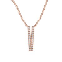 V Eternal Initial Pendant with Lab-Grown Diamonds and Attached Chain 0.09cts