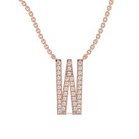 W Eternal Initial Pendant with Lab-Grown Diamonds and Attached Chain 0.16cts