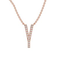 Y Eternal Initial Pendant with Lab-Grown Diamonds and Attached Chain 0.07cts