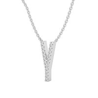 Y Eternal Initial Pendant with Lab-Grown Diamonds and Attached Chain 0.07cts