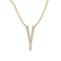 Y Eternal Initial Pendant with Lab-Grown Diamonds and Attached Chain 0.07cts