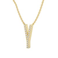 Y Eternal Initial Pendant with Lab-Grown Diamonds and Attached Chain 0.07cts