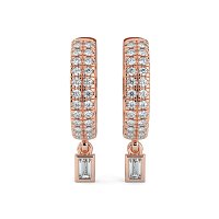 Earring Drop Huggies with Natural Diamonds 0.27cts Total Weight