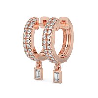 Earring Drop Huggies with Natural Diamonds 0.27cts Total Weight