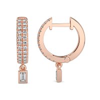Earring Drop Huggies with Natural Diamonds 0.27cts Total Weight