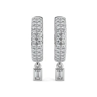 Earring Drop Huggies with Natural Diamonds 0.27cts Total Weight