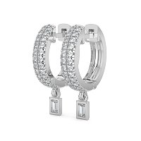Earring Drop Huggies with Natural Diamonds 0.27cts Total Weight