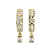 Earring Drop Huggies with Natural Diamonds 0.27cts Total Weight