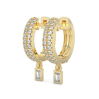 Earring Drop Huggies with Natural Diamonds 0.27cts Total Weight