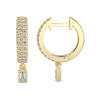 Earring Drop Huggies with Natural Diamonds 0.27cts Total Weight