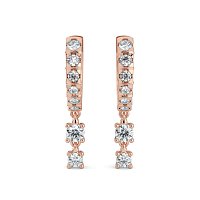 Earring Drop Huggies with Natural Diamonds 0.55cts Total Weight