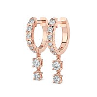 Earring Drop Huggies with Natural Diamonds 0.55cts Total Weight