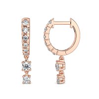 Earring Drop Huggies with Natural Diamonds 0.55cts Total Weight