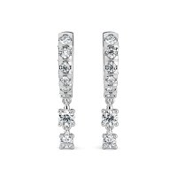Earring Drop Huggies with Natural Diamonds 0.55cts Total Weight