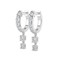Earring Drop Huggies with Natural Diamonds 0.55cts Total Weight