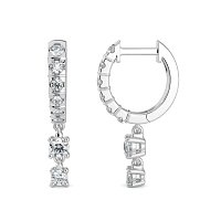 Earring Drop Huggies with Natural Diamonds 0.55cts Total Weight