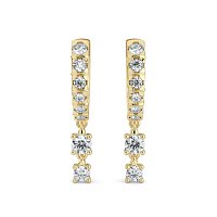 Earring Drop Huggies with Natural Diamonds 0.55cts Total Weight